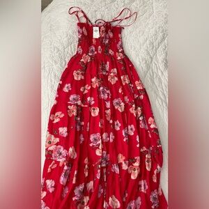 Abercrombie & Fitch Red Smocked Sundress